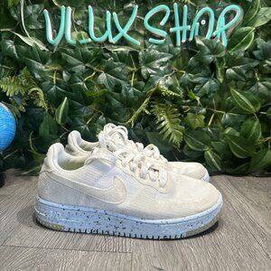 Nike Air Force 1 Crater Flyknit Womens Size 8 Shoes White Ice Blue Athletic